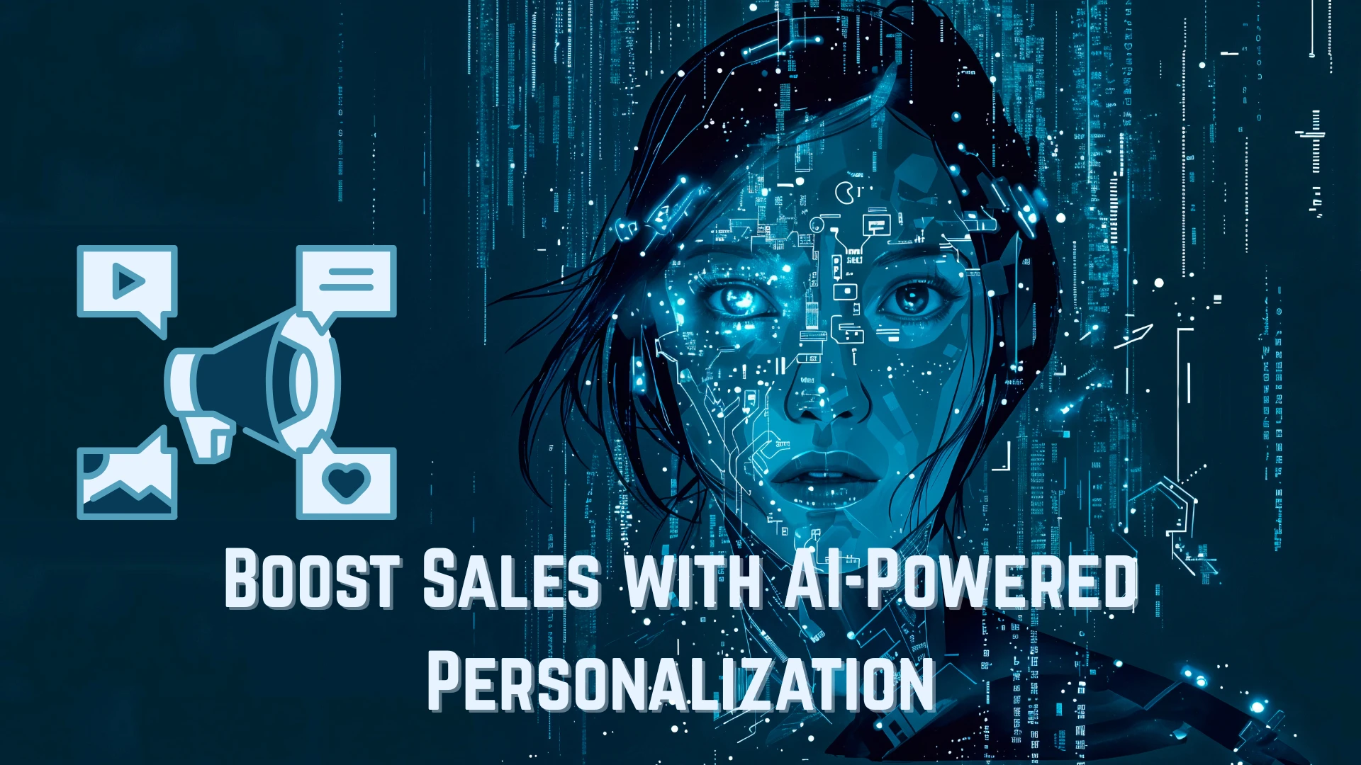 Illustration of AI technology optimizing personalized marketing campaigns with data and customer targeting visuals